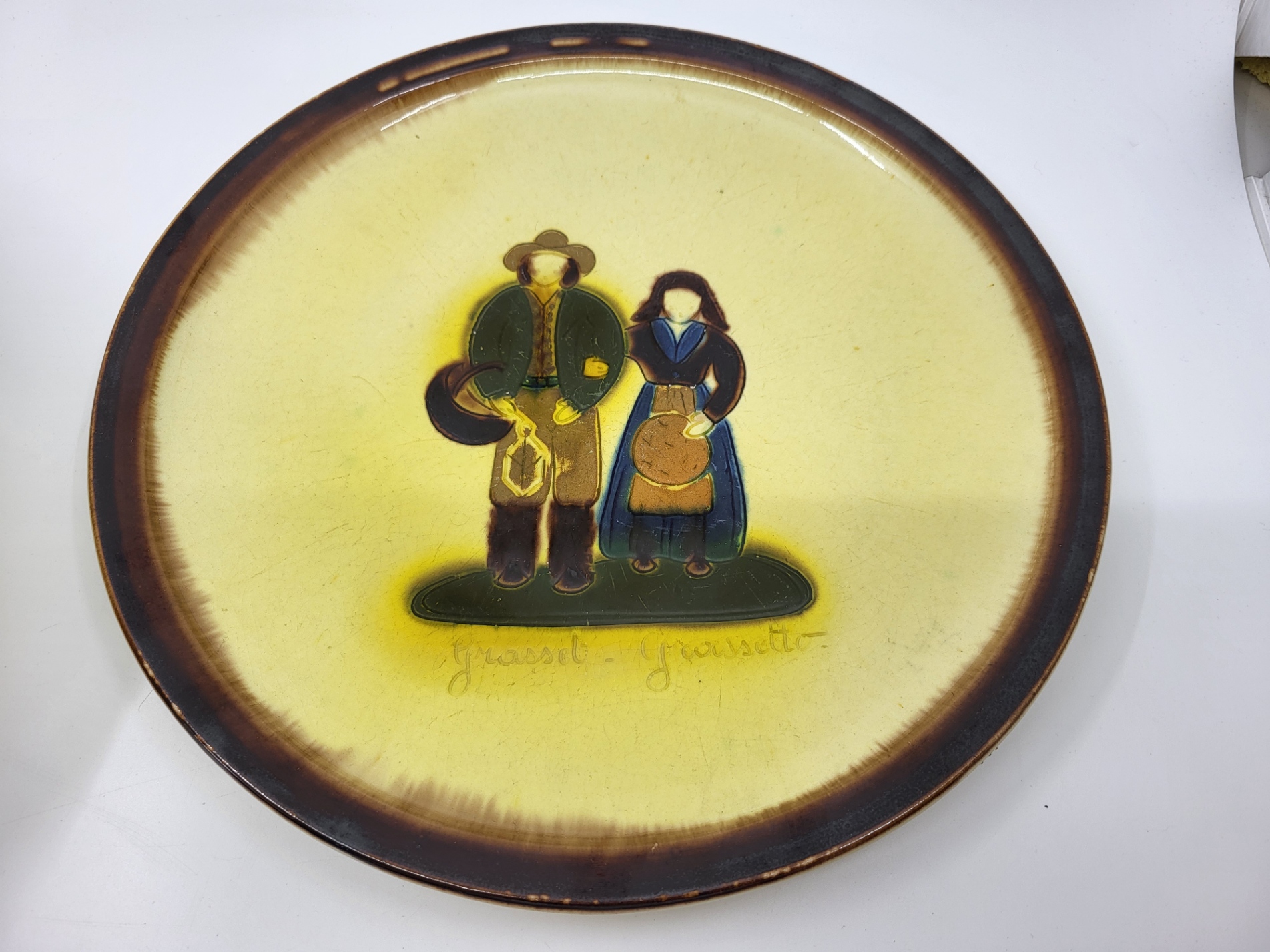 Service à dessert Atelier Cerenne Vallauris "Santons Provençaux" France French Riviera 1950 (13 pièces)