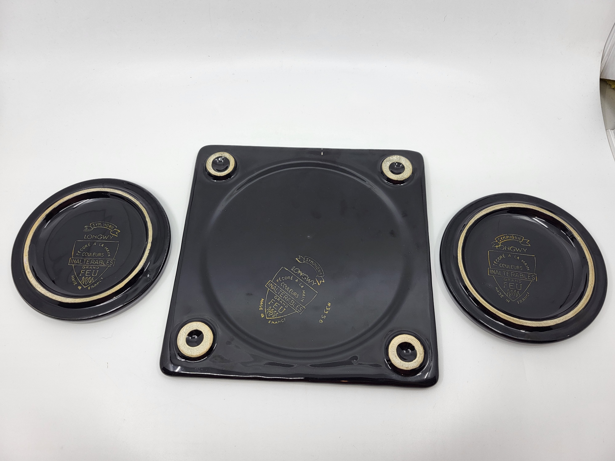 Ensemble dessous de plats Longwy France 1970