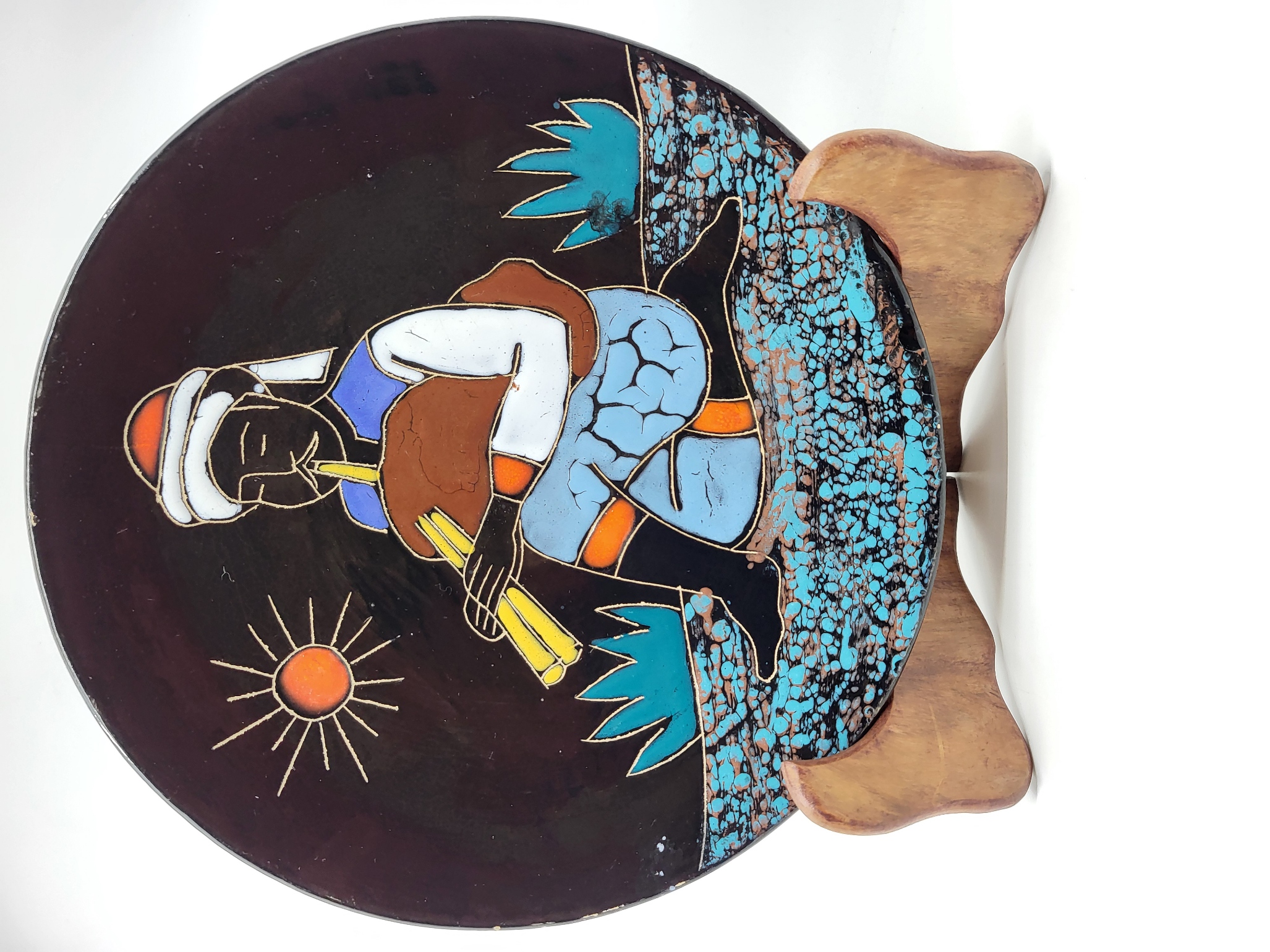 Assiette décorative H. Arfaoui en céramique décor oriental 1970