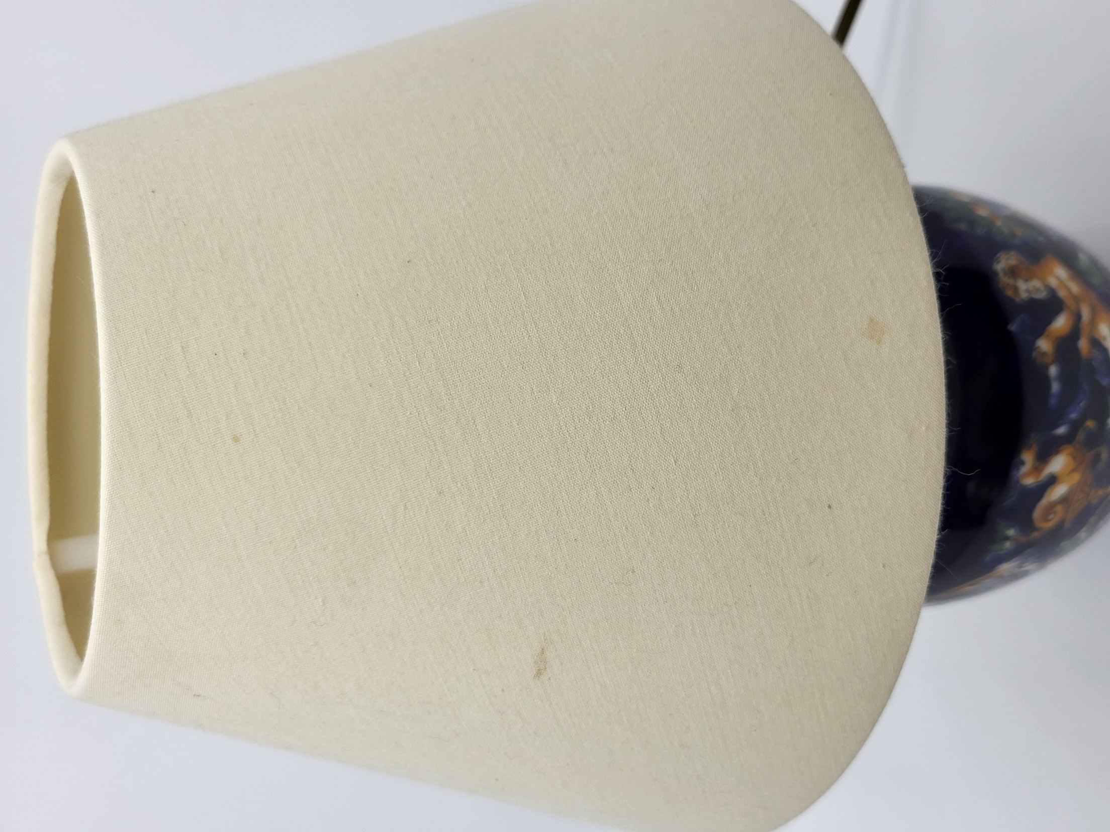 Lampe de table Gien en céramique décor Renaissance bleu Francaise  