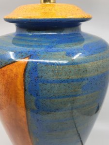 Grande Lampe Hubert Olivier en céramique française décor French Riviera 1990