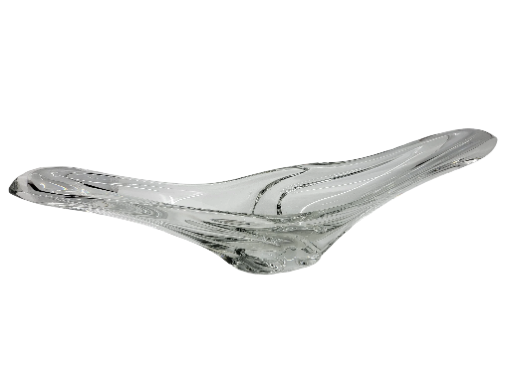 Coupe sculpturale Daum Nancy France en cristal transparent Mid-Century