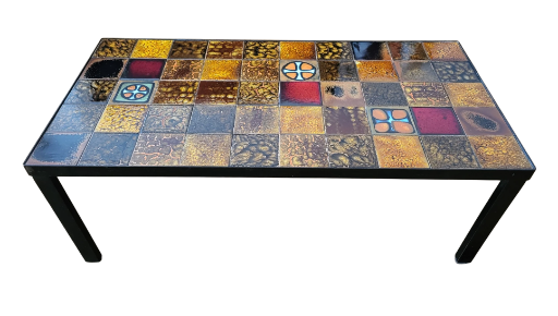 Table basse Roche Bobois en céramique émaillée Francaise circa 1970 Vintage Mid-Century