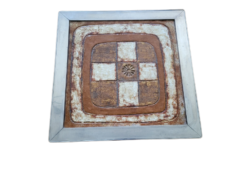 Bout de canapé Jean Gregorieff par Roche Bobois en céramique et métal chromé  