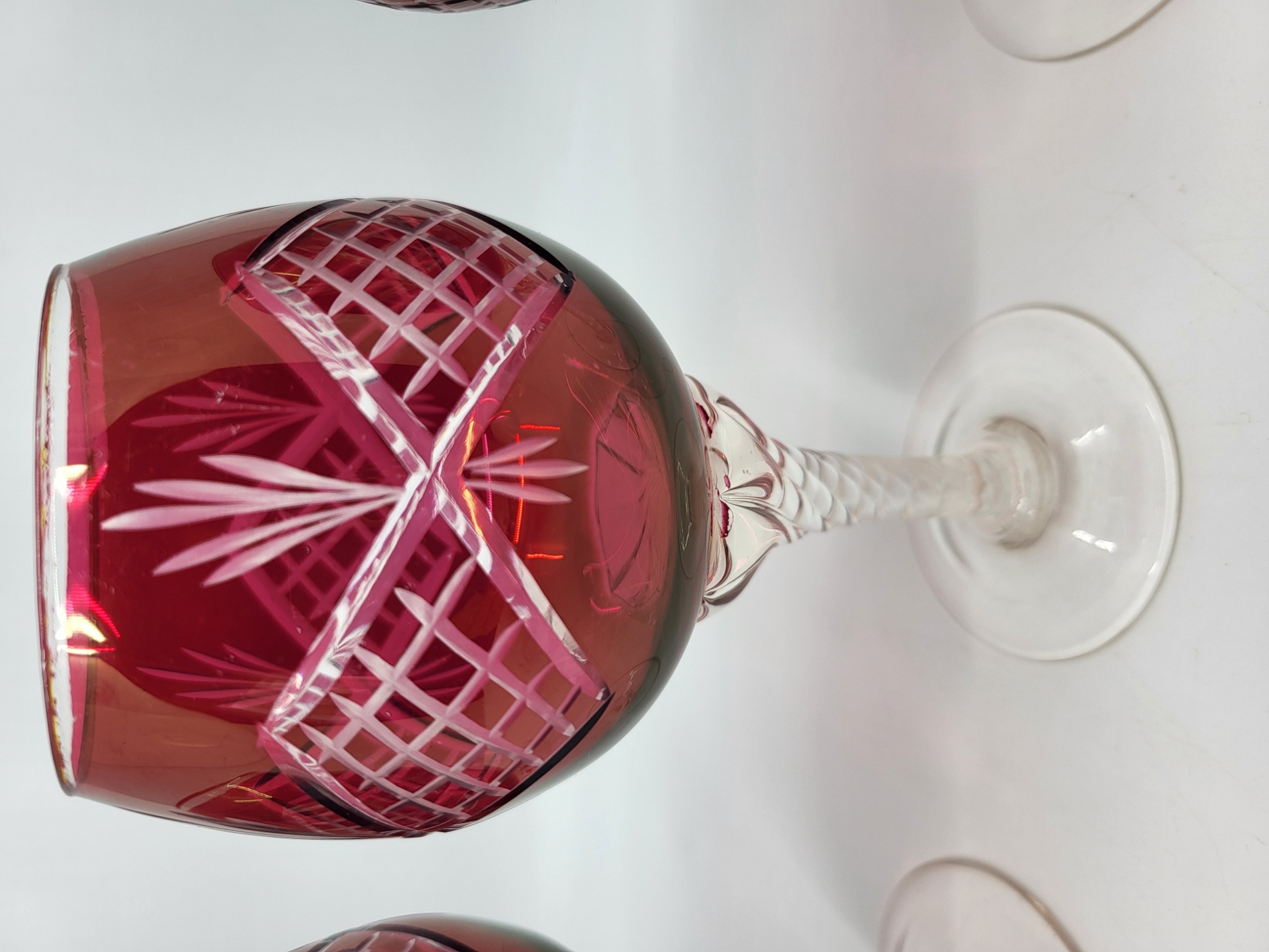 Verres Römer style Saint Louis en Crystal Rouge  France 1940 (lot de 4)