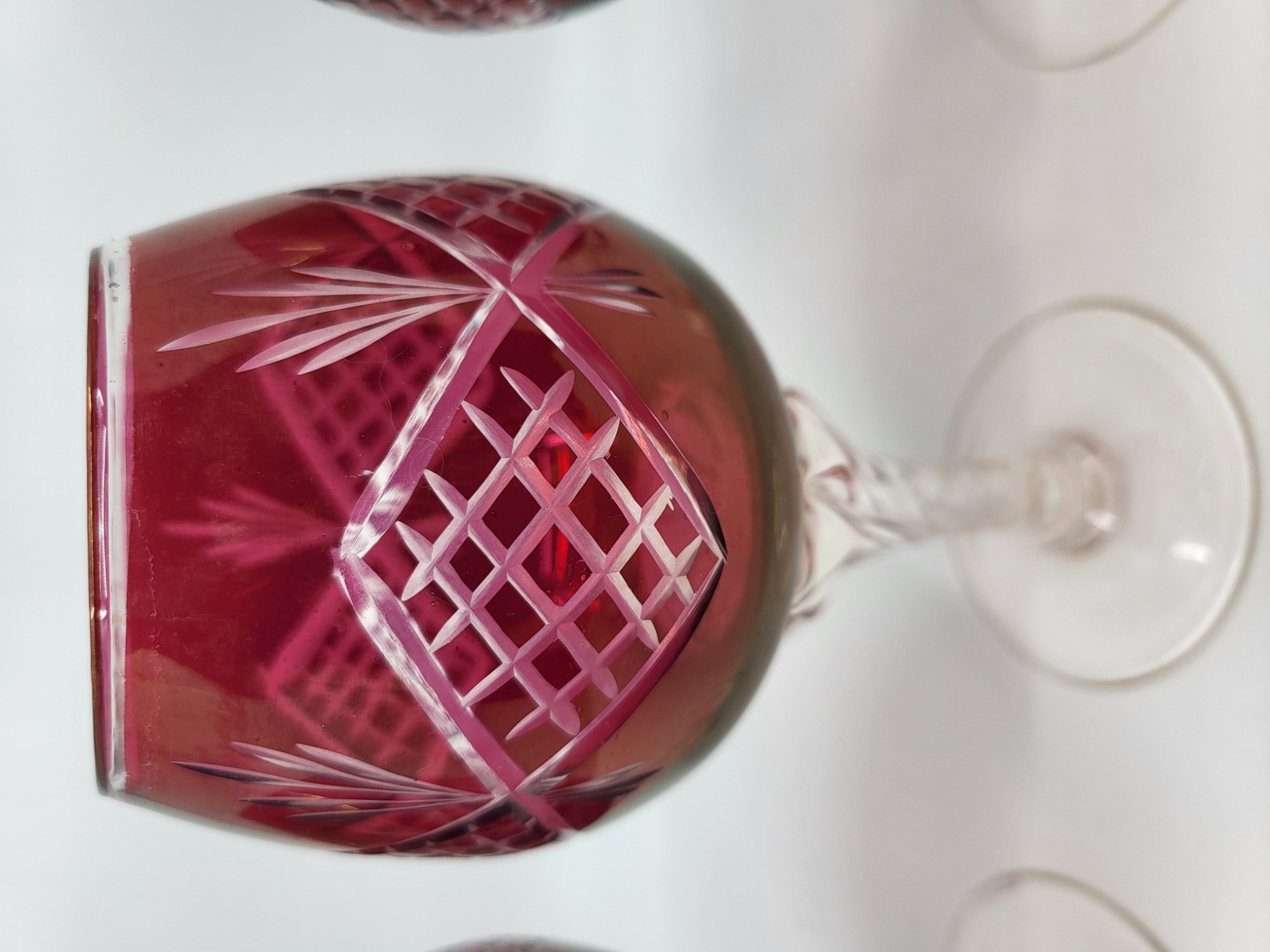 Verres Römer style Saint Louis en Crystal Rouge  France 1940 (lot de 4)