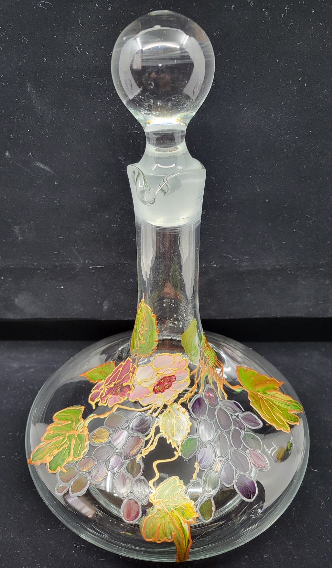 Service à vin Cristal d'Arques France peint à la main