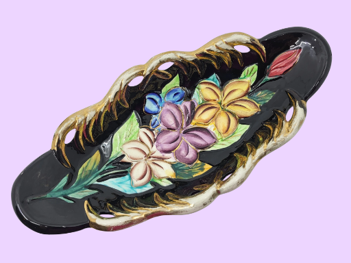 Coupe Vallauris en céramique Décor à l'or fin Côte-d'Azur 1950