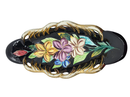 Coupe Vallauris en céramique Décor à l'or fin Côte-d'Azur 1950