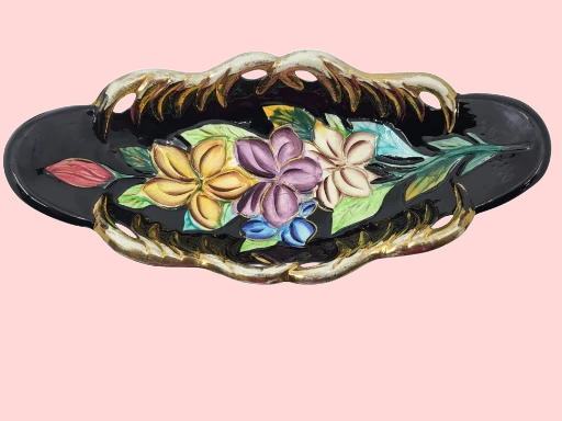 Coupe Vallauris en céramique Décor à l'or fin Côte-d'Azur 1950