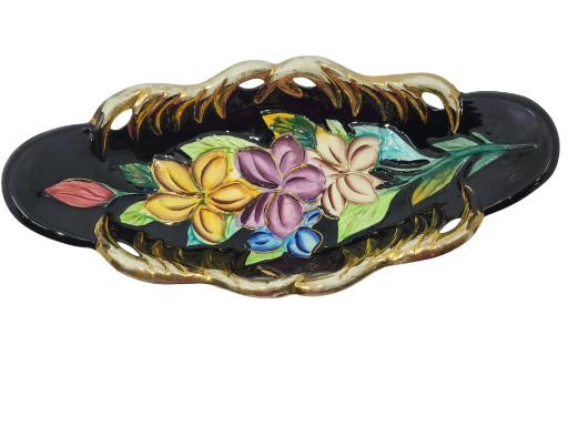 Coupe Vallauris en céramique Décor à l'or fin Côte-d'Azur 1950