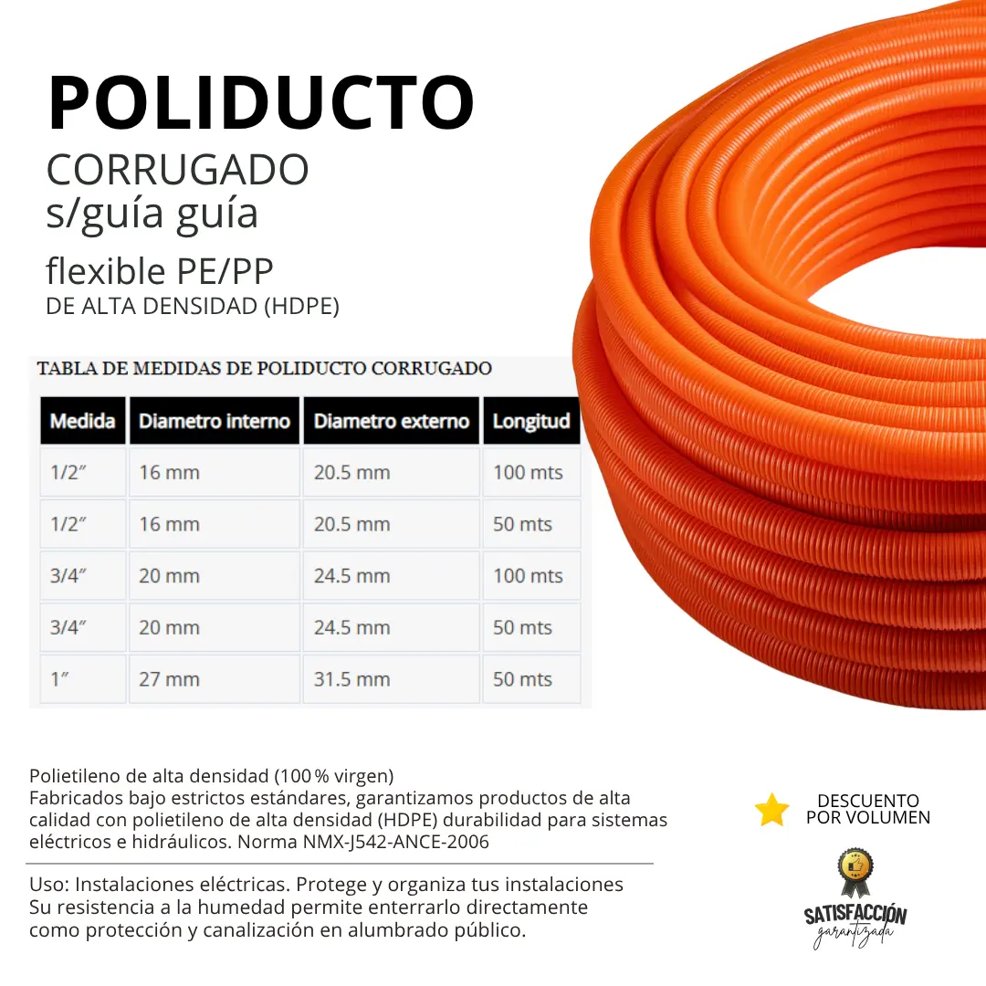 POLIDUCTO CORRUGADO 1/2", 3/4", 1" Soluciones de Protección para Cableado y Conducción de Fluidos