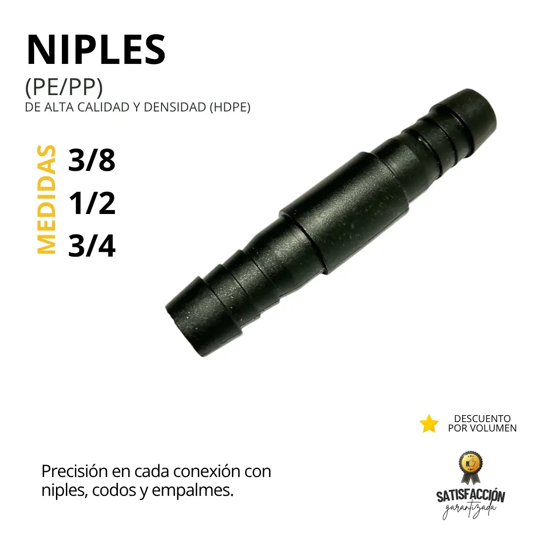 Niples de Polietileno 3/8" 1/2" 3/4": Conexiones Robustas para Mangueras y Tuberías Flexibles