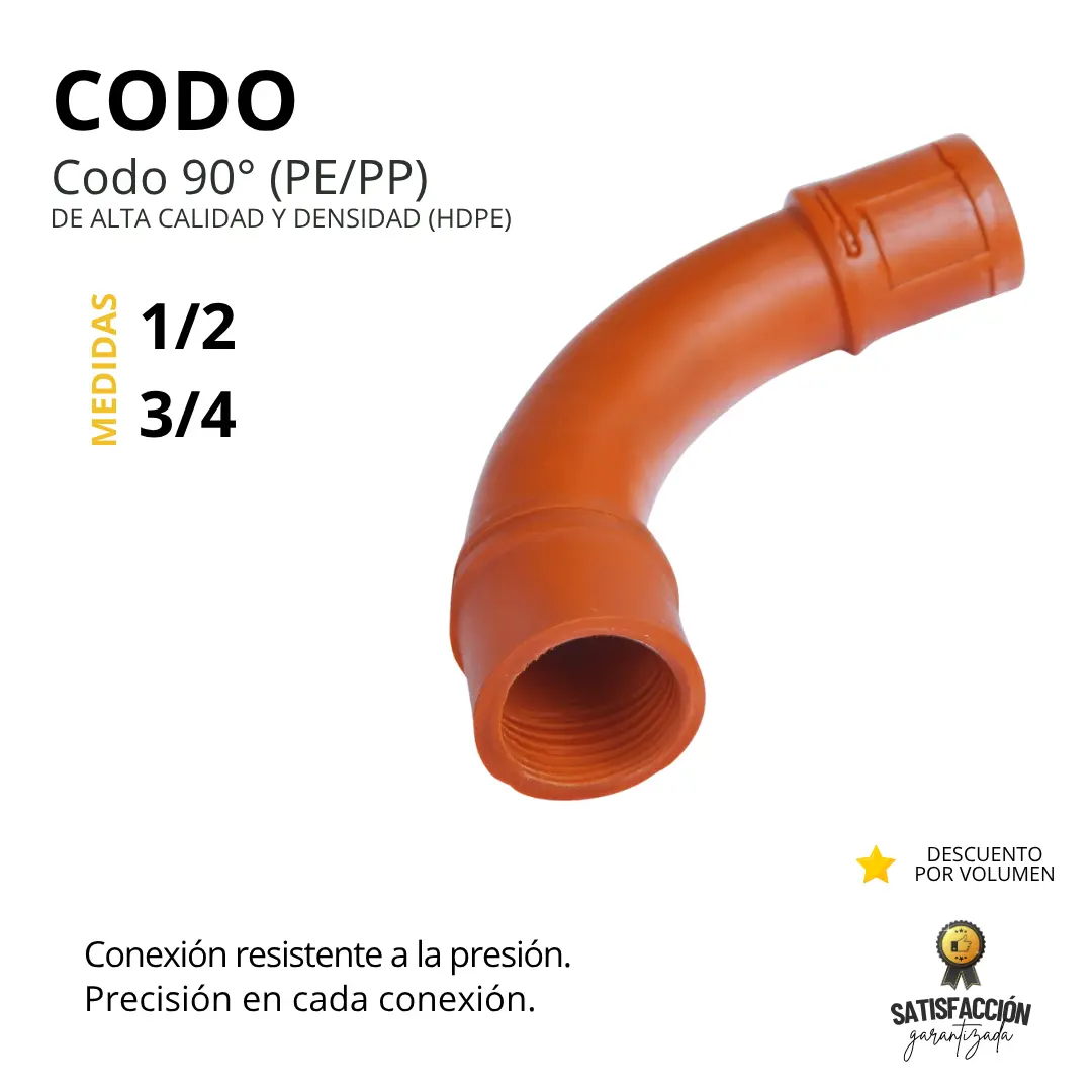Codos de Polietileno 1/2" 3/4" Direccionamiento Seguro para tus Redes de Tuberías