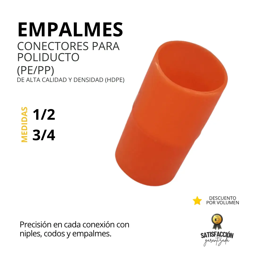 EMPALMES 1/2"3/4" Conectores para Poliducto: Uniones Resistentes y Seguras para tus Redes de Tuberías