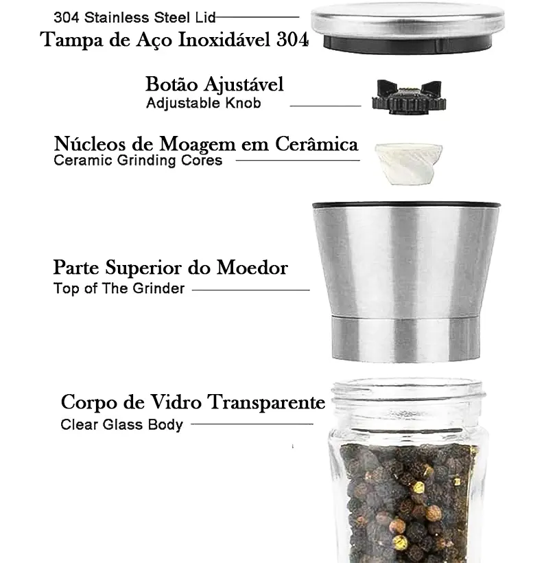 Sal Rosa do Himalaia 200g (Moedor com tampa em Inox e corpo de vidro) - Spice Forest