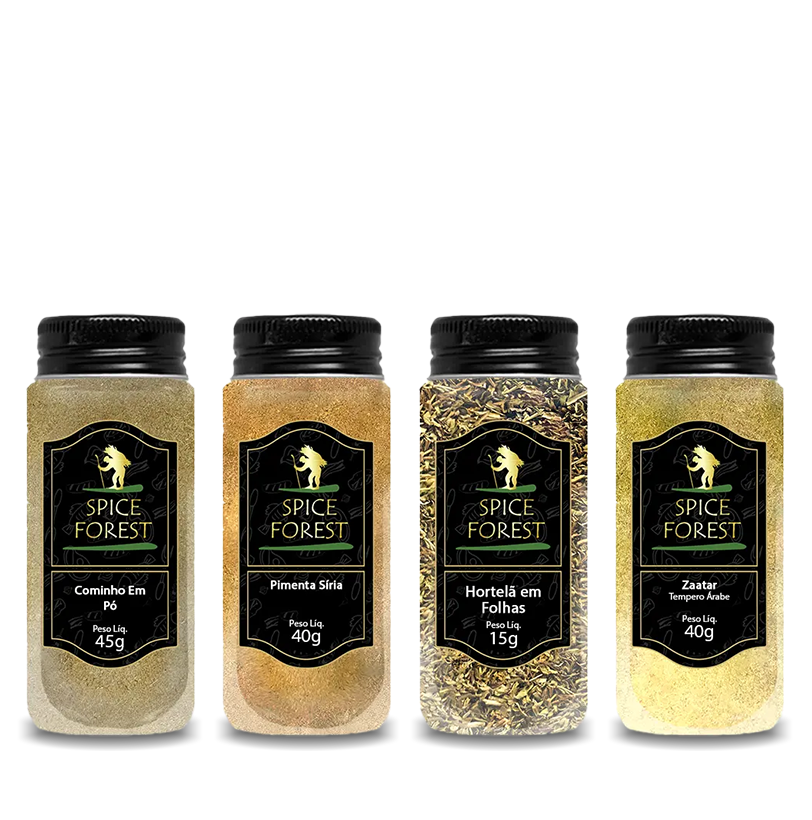 Sabores das Arábias com Pimenta Síria 40g, hortelã 15g, zaatar 40g e Cominho Pó 45g - Spice Forest