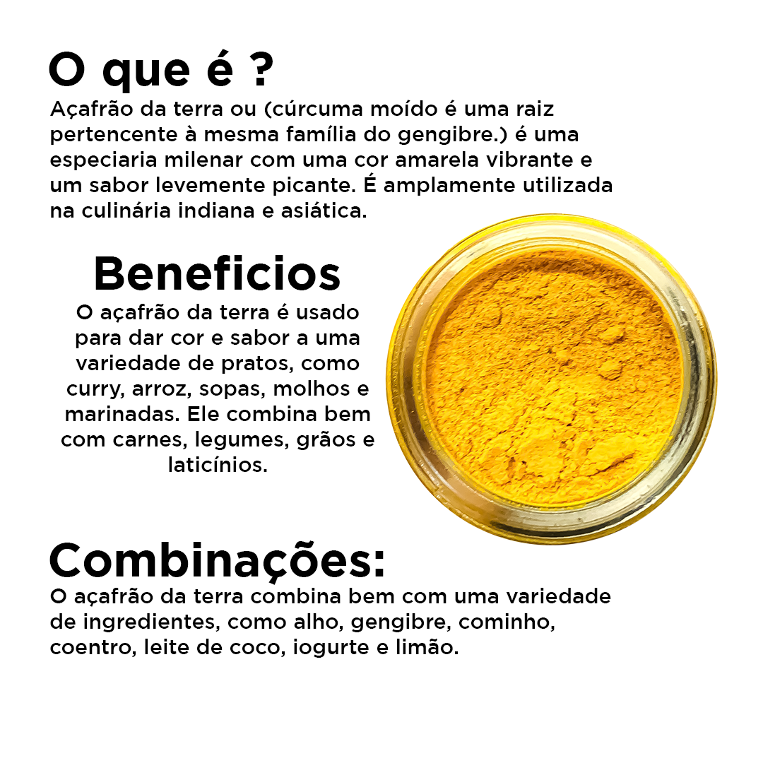 Açafrão da Terra 450g - Cúrcuma moida, Sem Glúten - Spice Forest