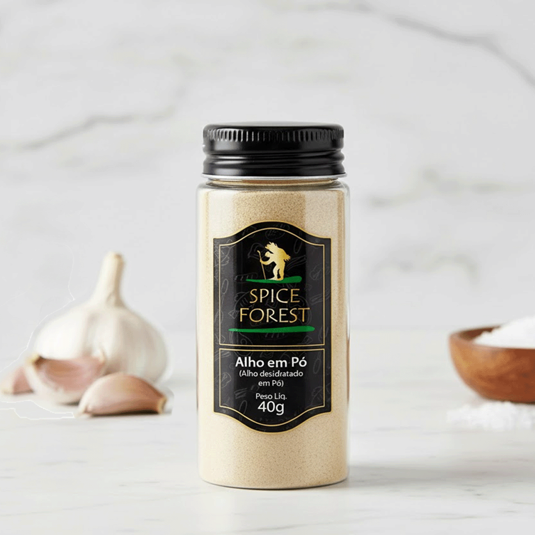Alho em Pó Desidratado 40g - Puro e Prático em Frasco de Vidro