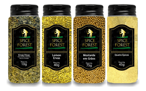  Kit 4 Temperos: Ervas Finas, Lemon Ervas, Mostarda E Quatre 