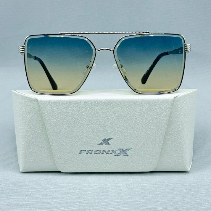 Fronxx Sqaured Ocean Blue Metal Sunglasses - Model: G-4