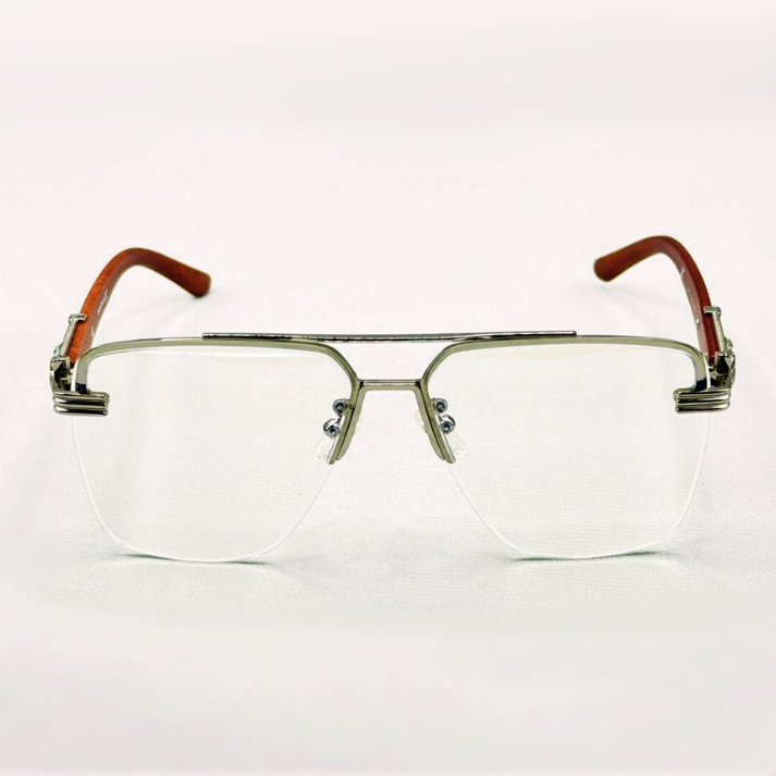 Fronxx Oval Brownish Clear Metal Sunglasses - Model: G-3