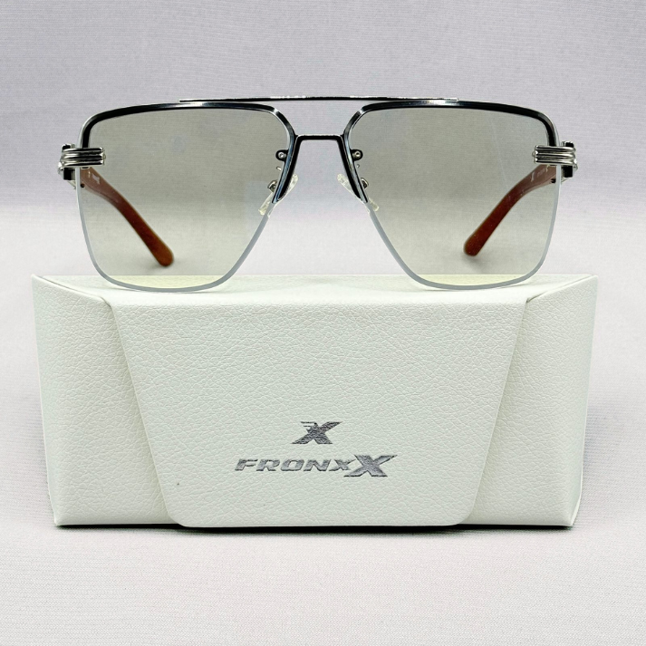 Fronxx Oval Brownish Clear Metal Sunglasses - Model: G-3
