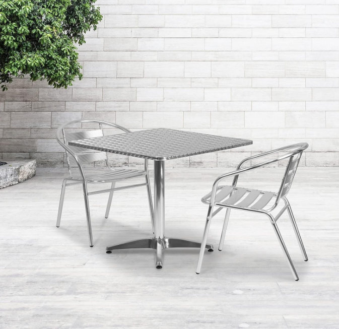 Mellie 31.5'' Square Aluminum Indoor-Outdoor Table with Base
