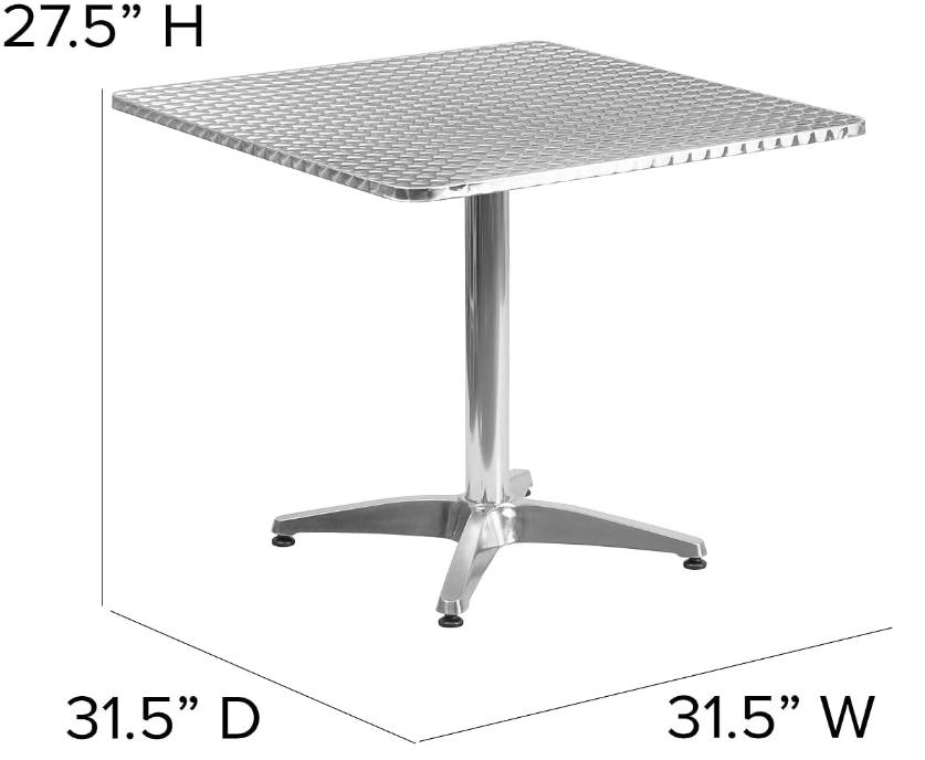 Mellie 31.5'' Square Aluminum Indoor-Outdoor Table with Base