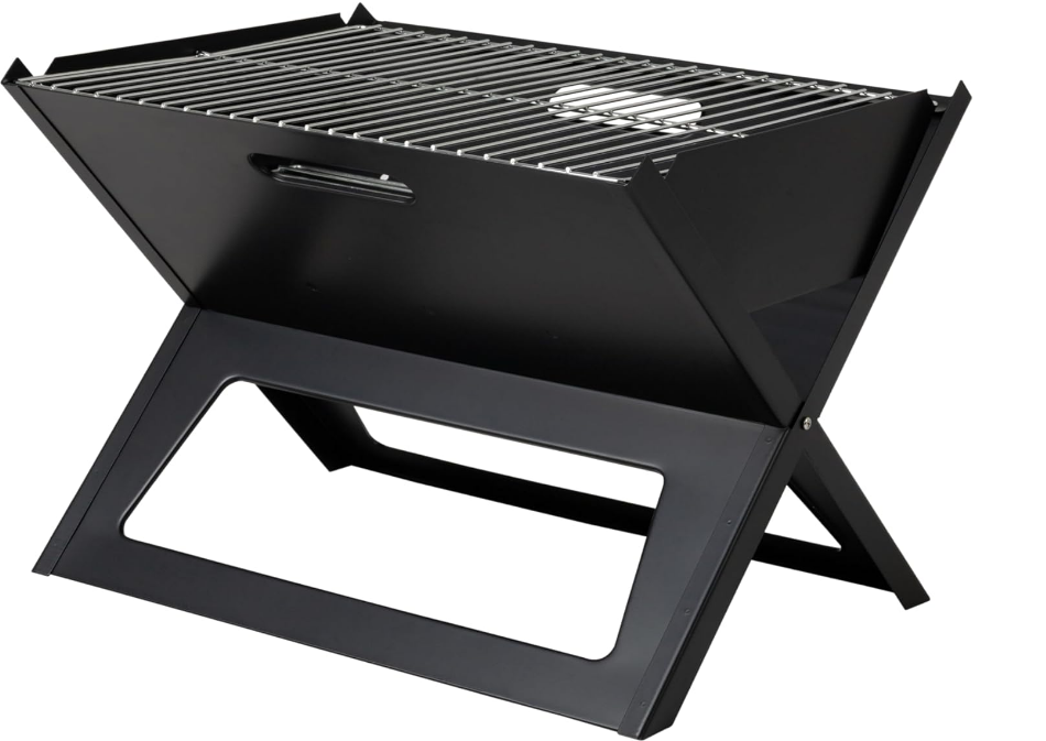 Notebook BBQ Grill 3.5mm Cooking Bars Instant Foldable & Easy Portability For Outdoor Barbecues Camping Traveling Picnics Garden Beach Party - Black