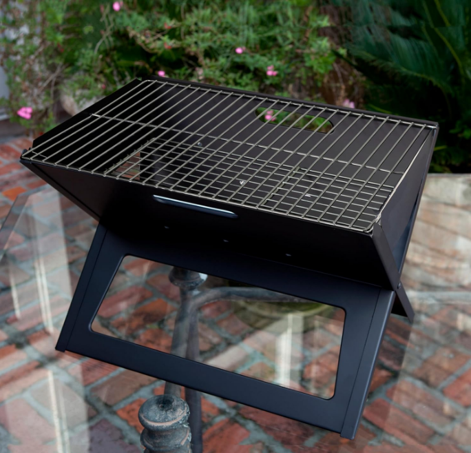 Notebook BBQ Grill 3.5mm Cooking Bars Instant Foldable & Easy Portability For Outdoor Barbecues Camping Traveling Picnics Garden Beach Party - Black