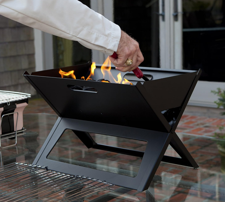 Notebook BBQ Grill 3.5mm Cooking Bars Instant Foldable & Easy Portability For Outdoor Barbecues Camping Traveling Picnics Garden Beach Party - Black