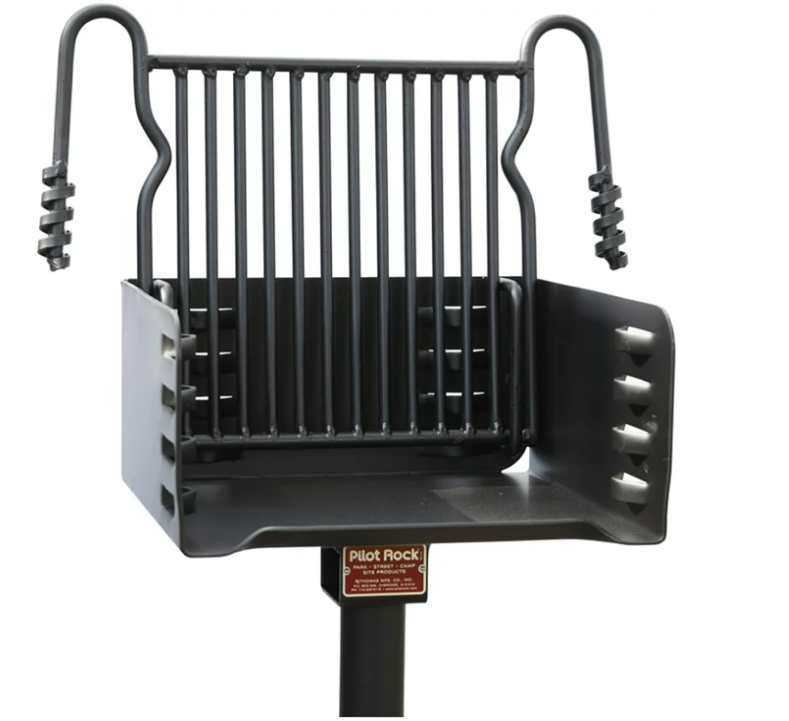 Park Style Heavy Duty Steel Outdoor BBQ Charcoal Grill with Cooking Grate and 360 Degree Swivel Post for Camping or Backyard, Black