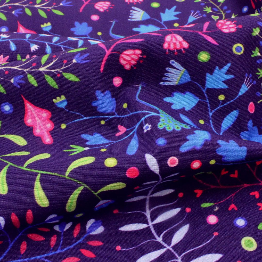 Popeline coton biologique · Peter Paon · Collection Cache-Cache Enchanté (prix au mètre)