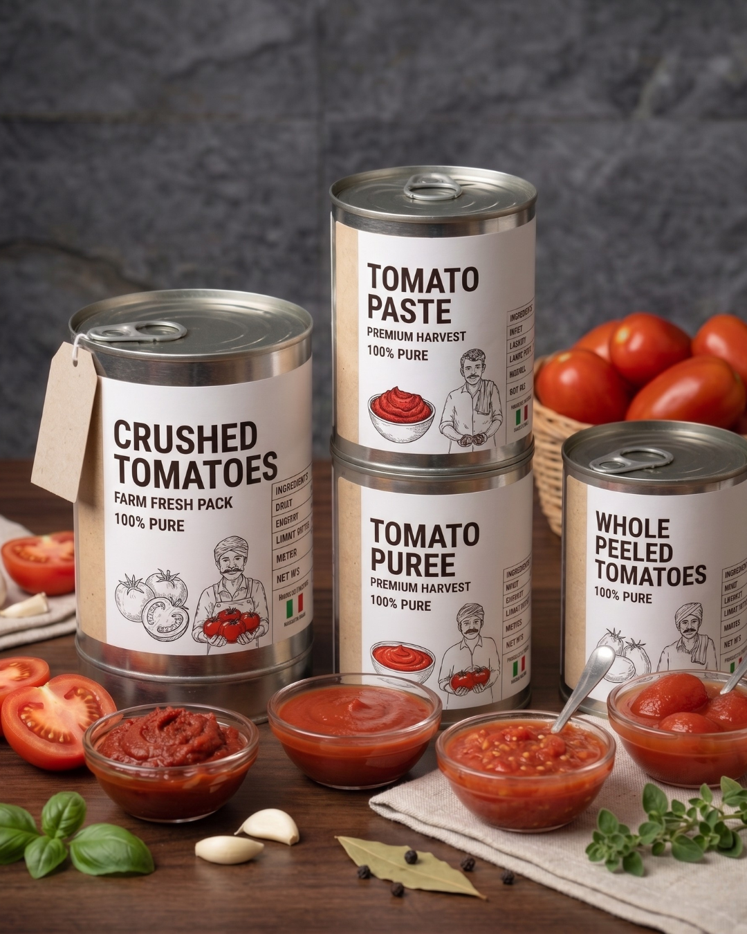 Premium Processed Tomato Range: Puree | Paste | Whole Peeled | Crushed