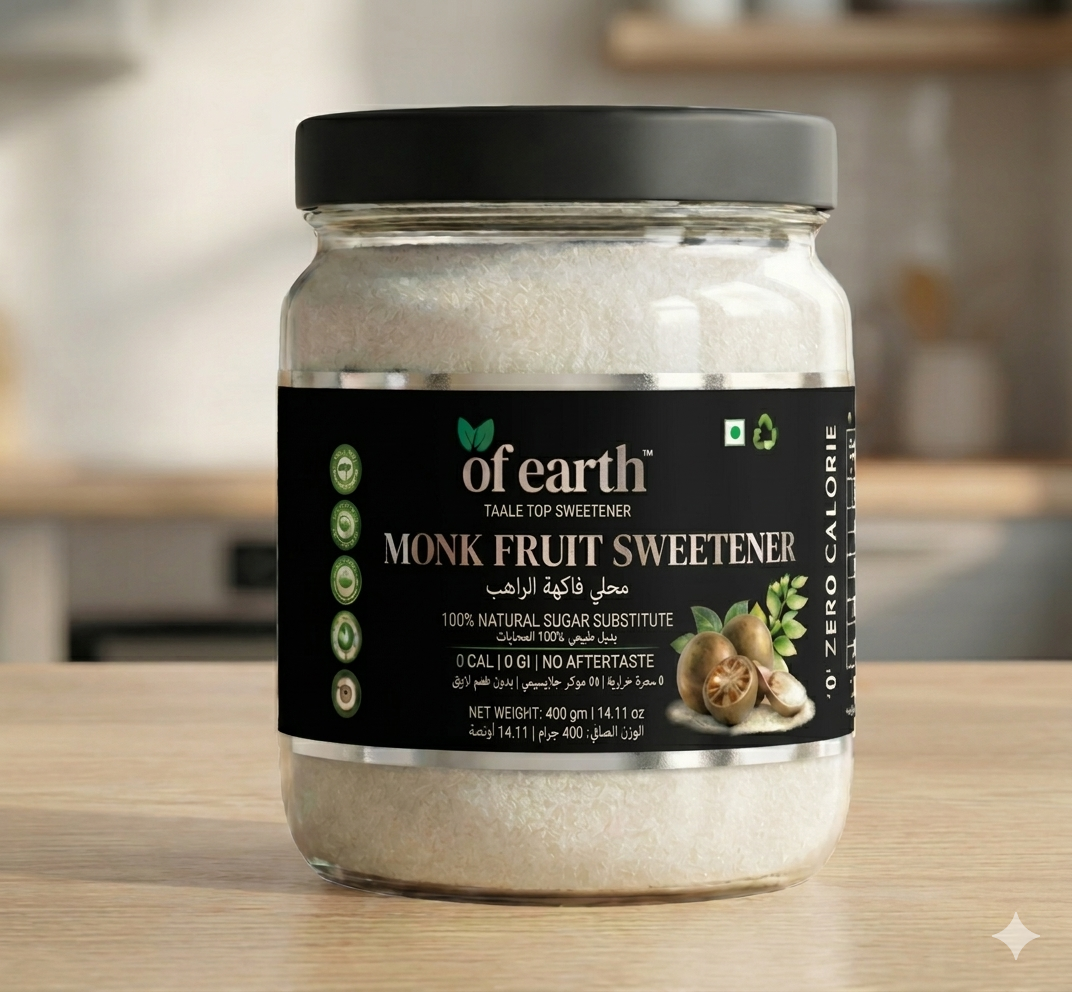 Monk Fruit Sweetener with Erythritol- 400 gm  I  Zero Calories   I   Zero Glycemic Index   I  Plant-Based   I   Natural 1:1 Sugar Substitute