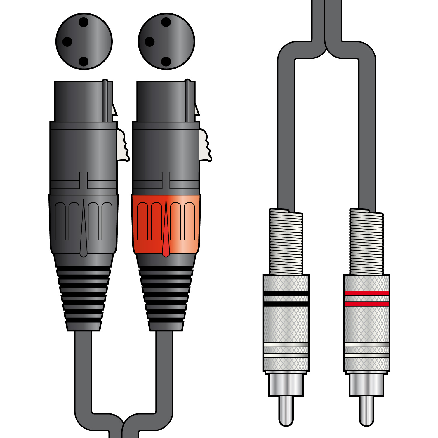 2x XLR (F) - 2x RCA Lead