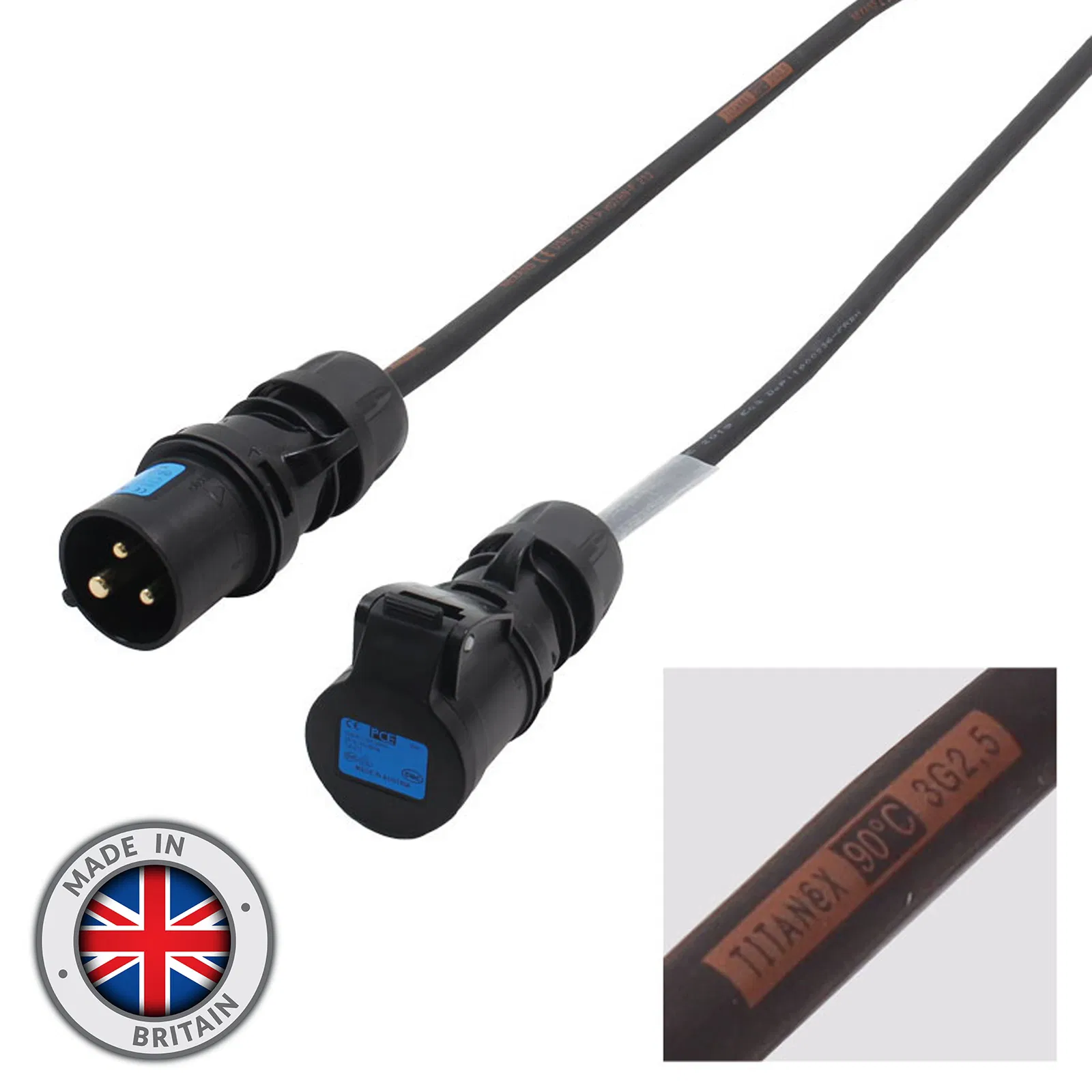 2.5mm 16A Male – 16A Female Cable