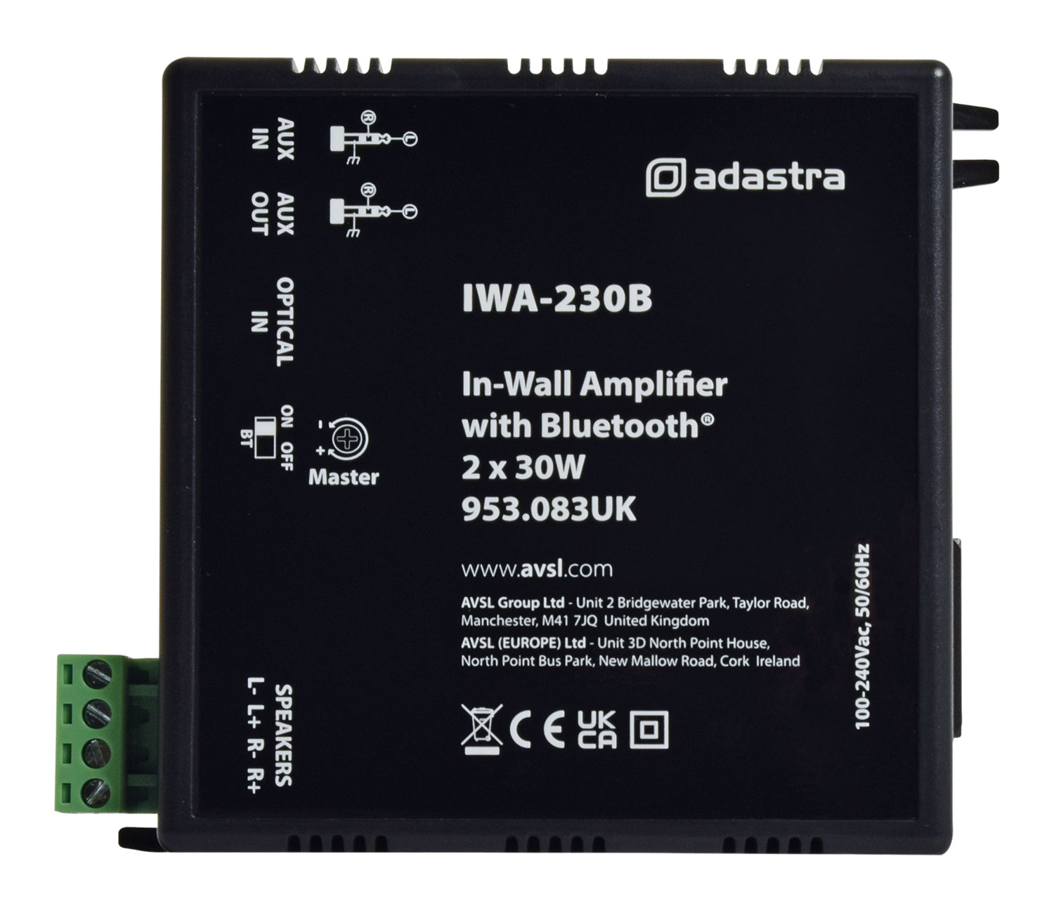 Adastra IWA-230B In Wall Amplifier With Bluetooth