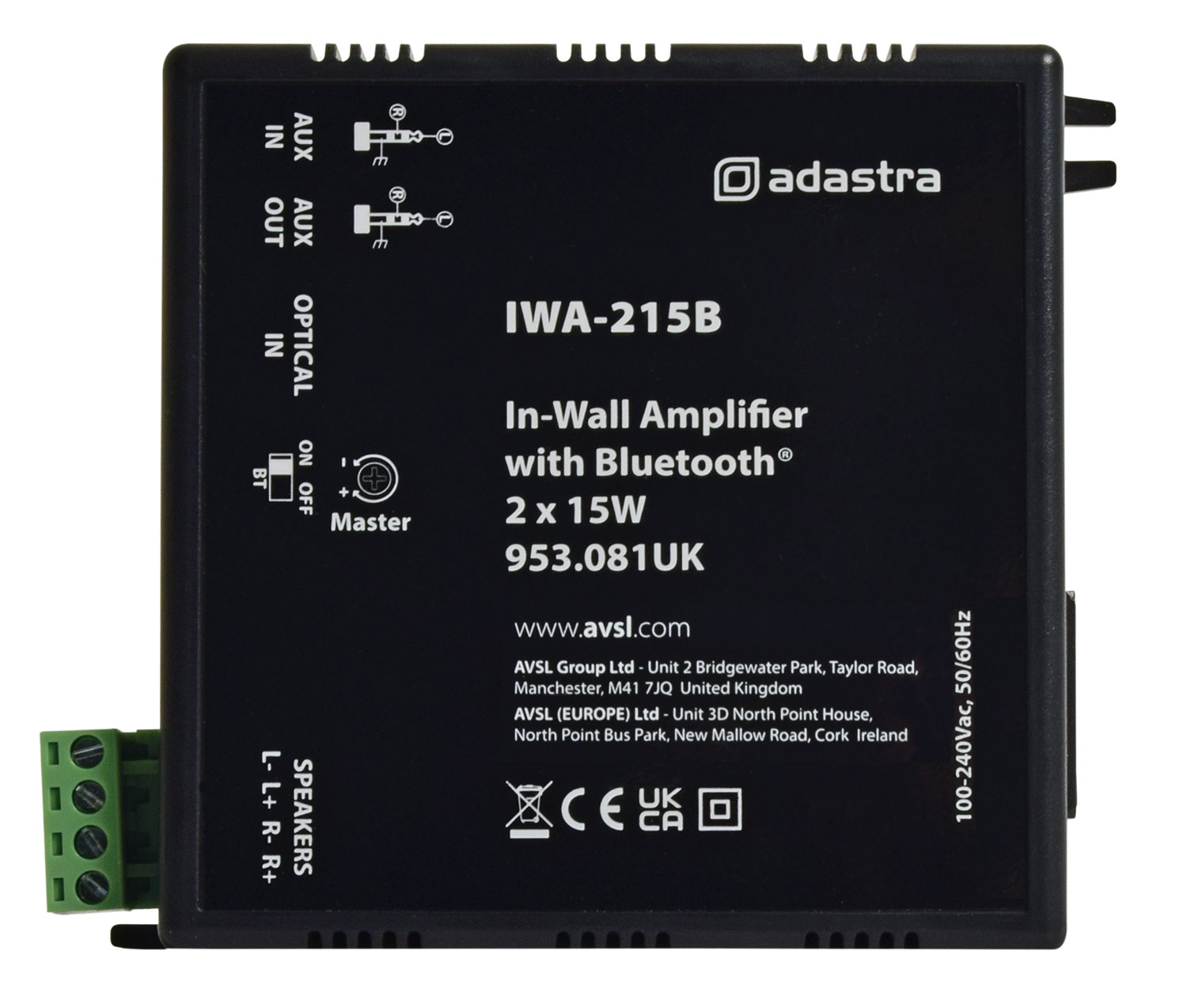 Adastra IWA-215B In Wall Amplifier With Bluetooth