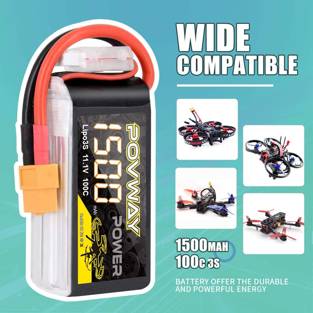 POVWAY 1500mAh 11.1V 100C 3S RC Lipo Battery