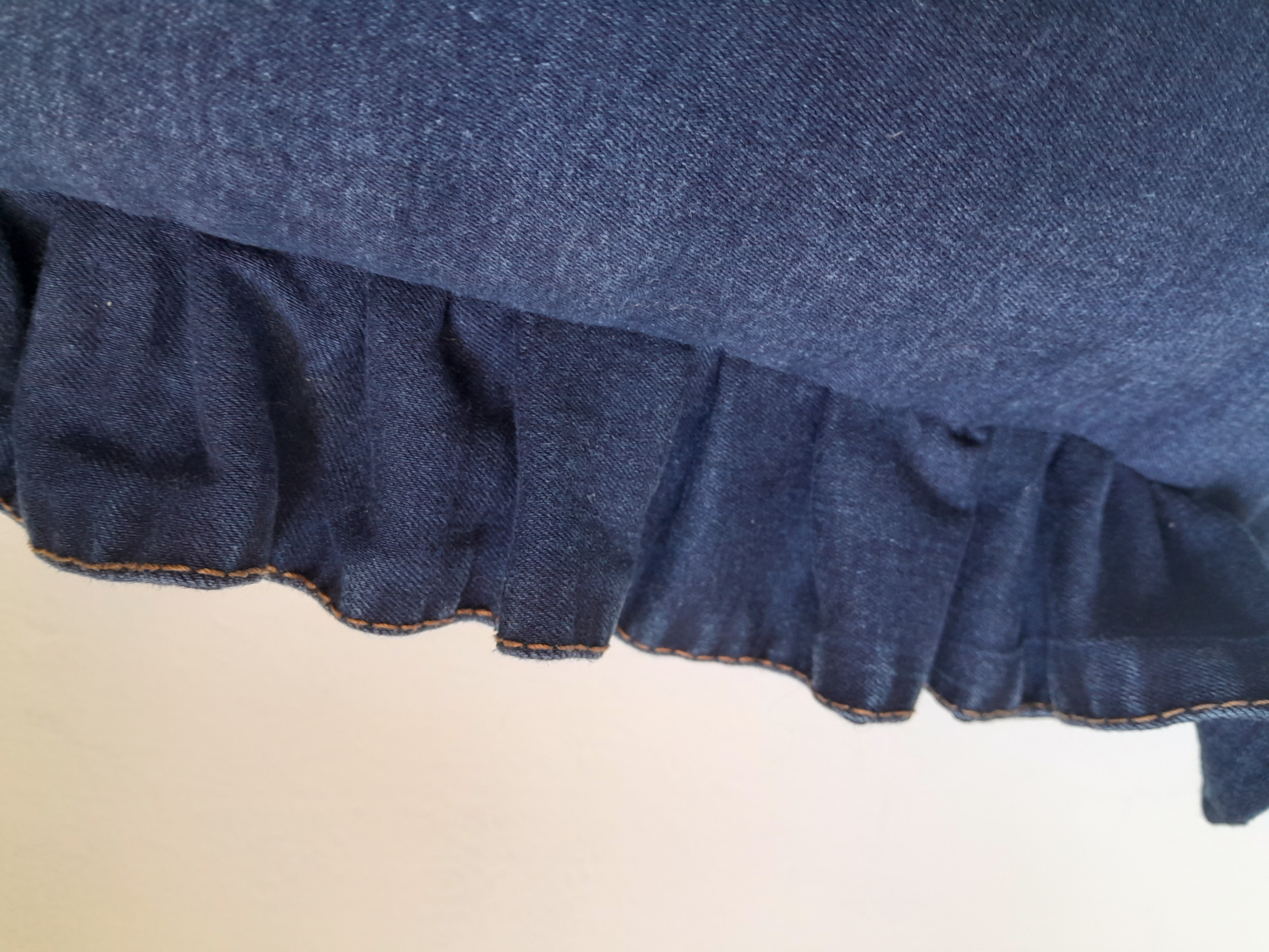 FRILLED DENIM CUSHION COVER