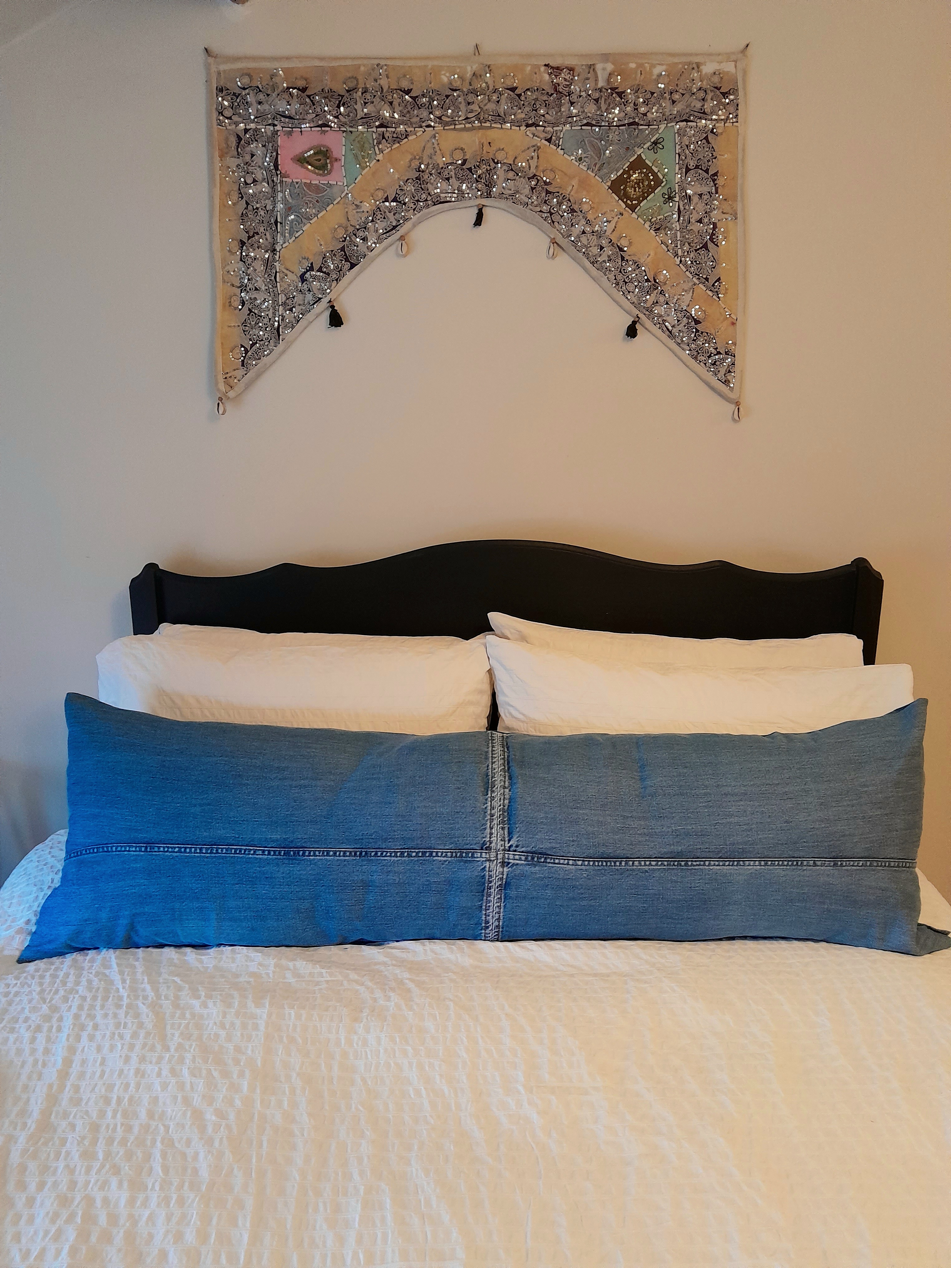 LONG DENIM BOLSTER CUSHION COVER