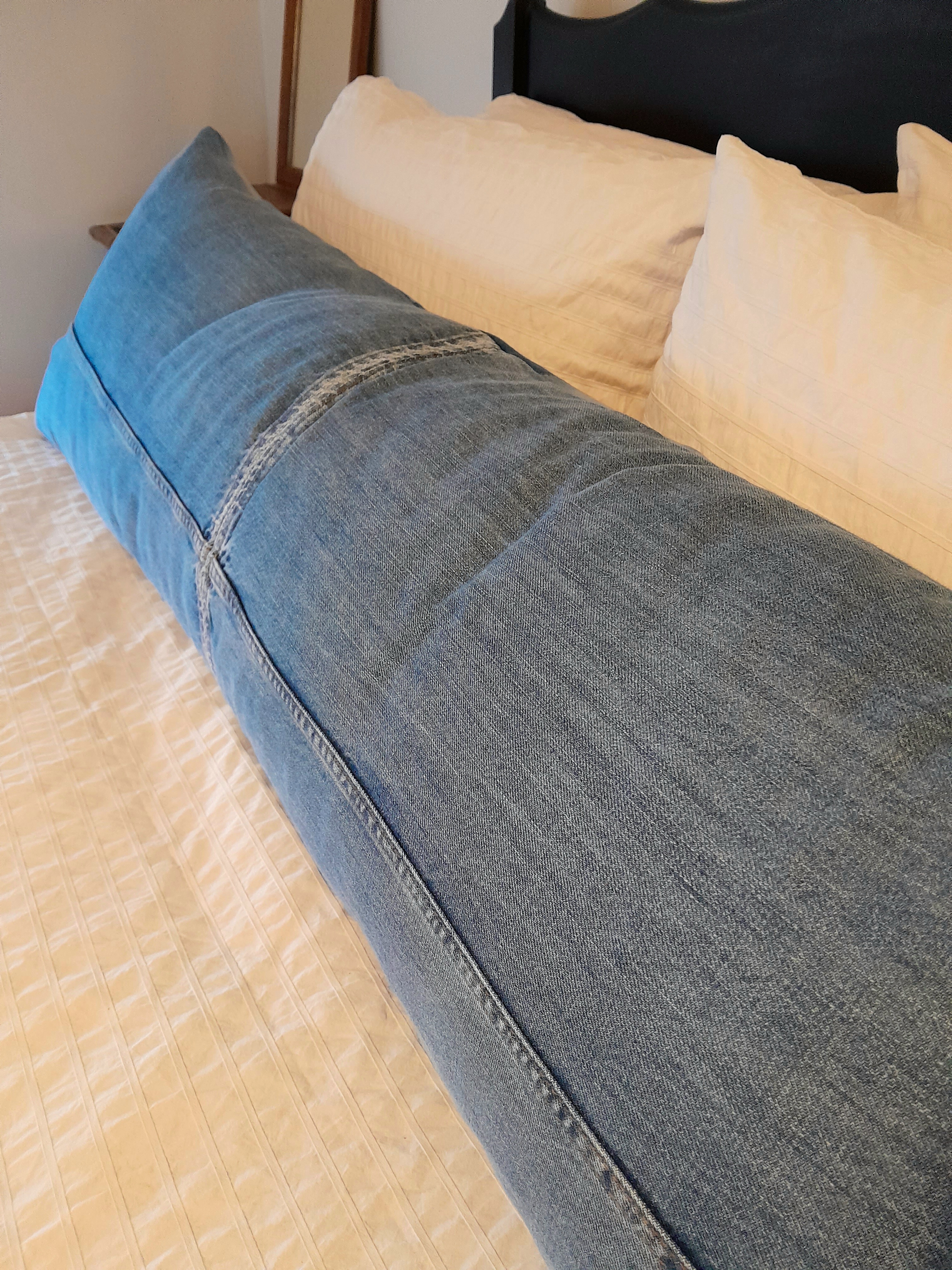 LONG DENIM BOLSTER CUSHION COVER