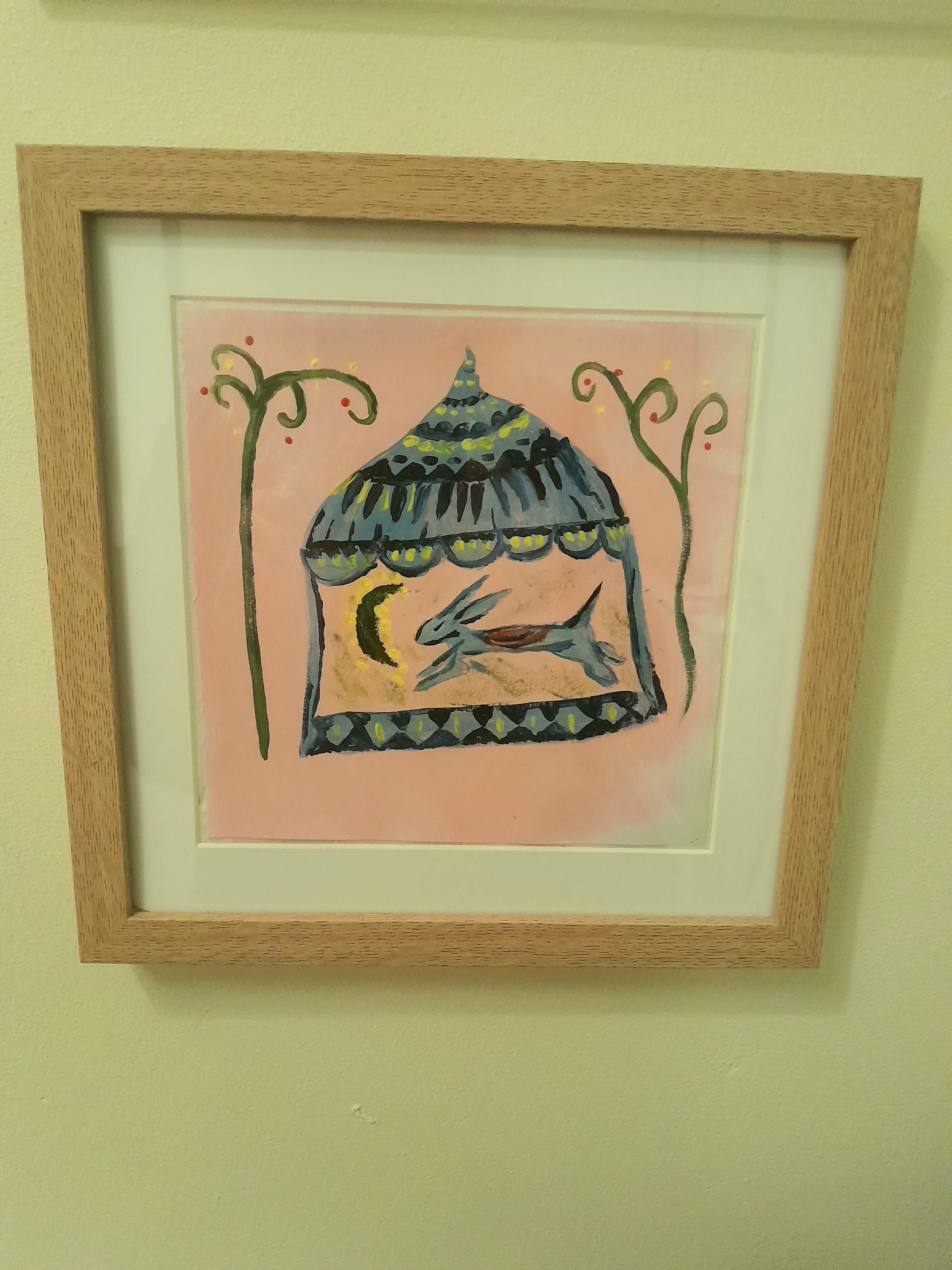 THE MIDNIGHT RABBIT Original art framed