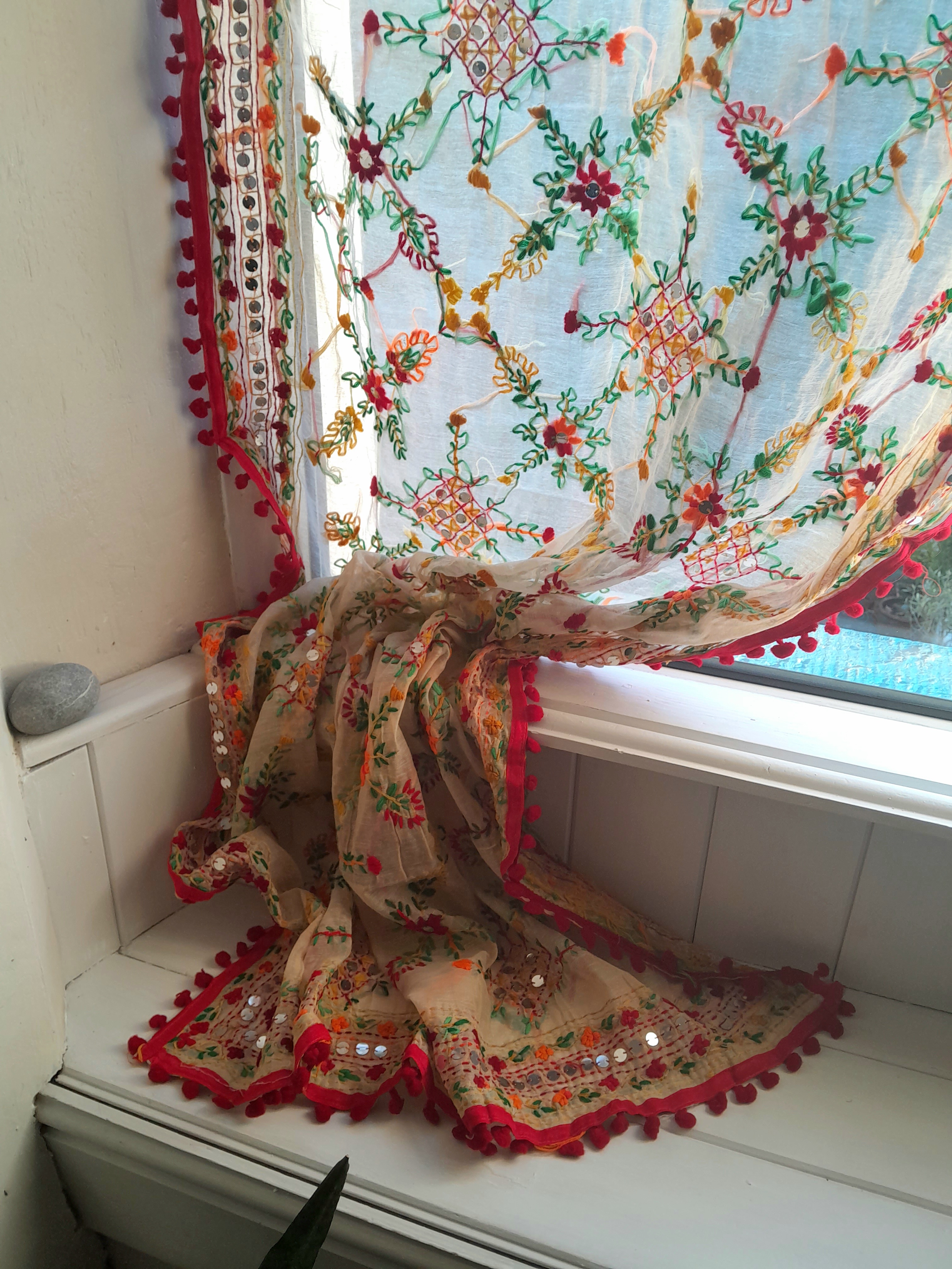 EMBROIDERED PANEL/CURTAIN/THROW