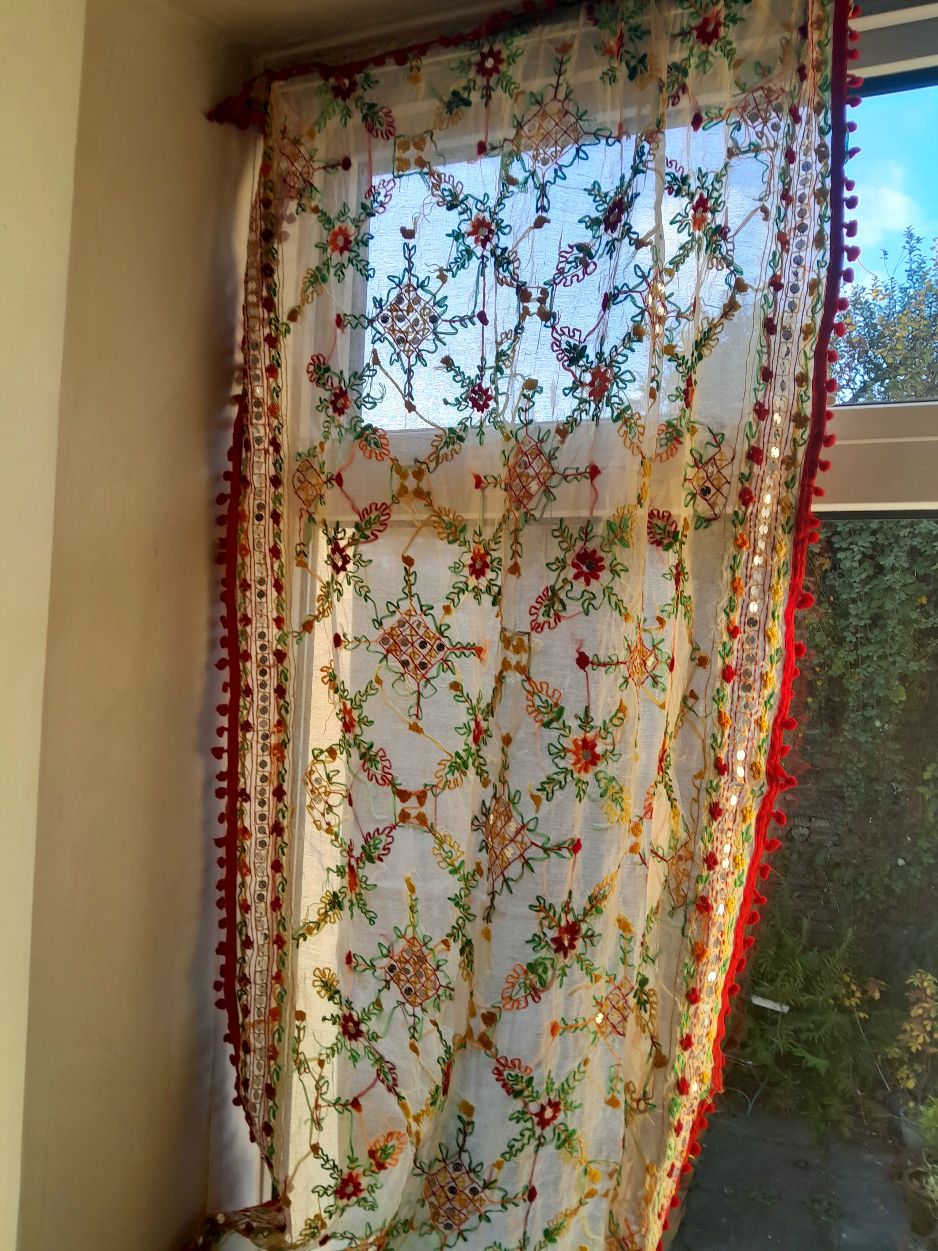 EMBROIDERED PANEL/CURTAIN/THROW