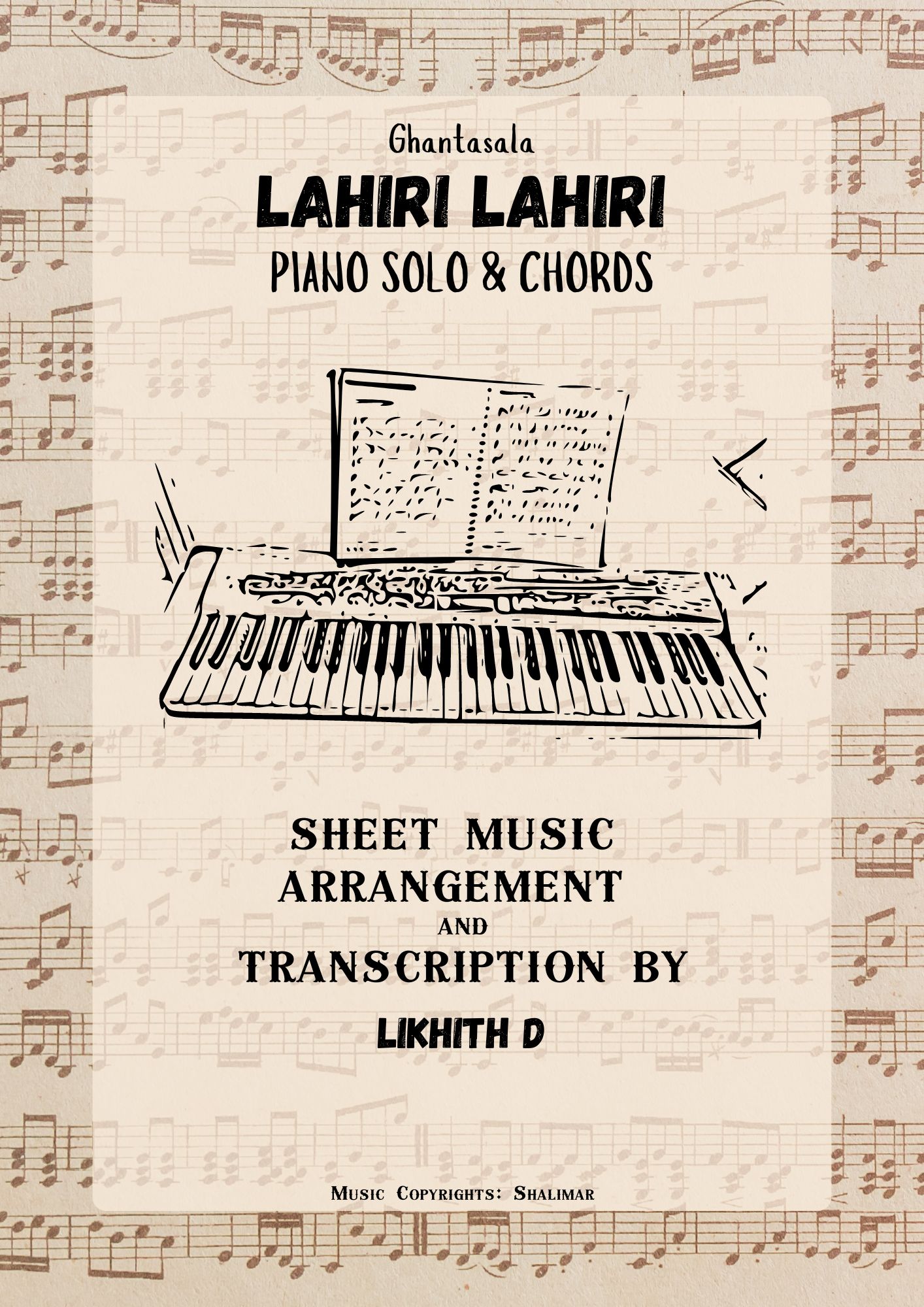 Lahiri Lahiri lo (Mayabazar) Piano Solo with chords!