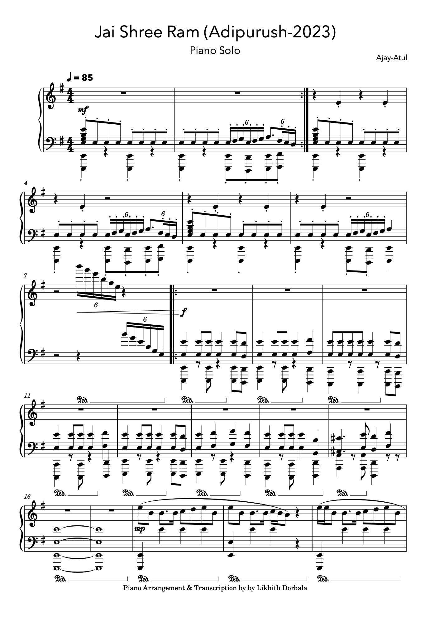 Jai Shree Ram (Adipurush) - Sheet Music PDF