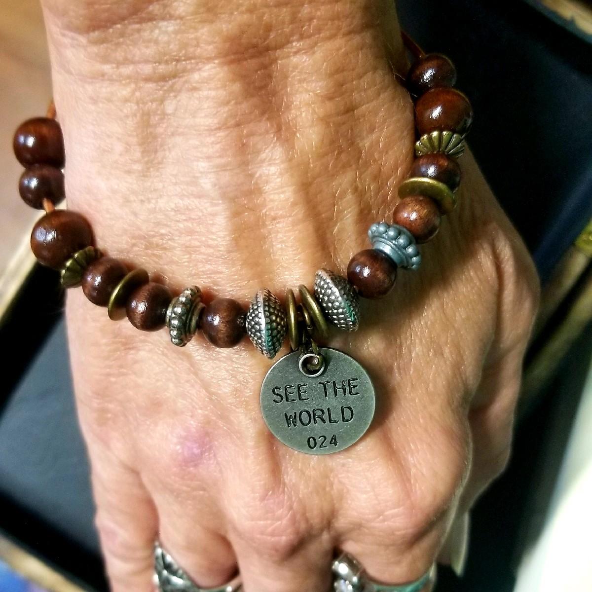 See the World Handmade Beaded Copper Bracelet